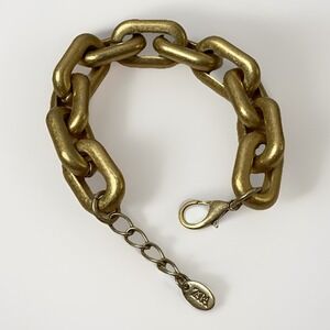 Zara Bracelet Chunky Oval Linked Brushed Gold Tone Adjust 7 - 8 inches